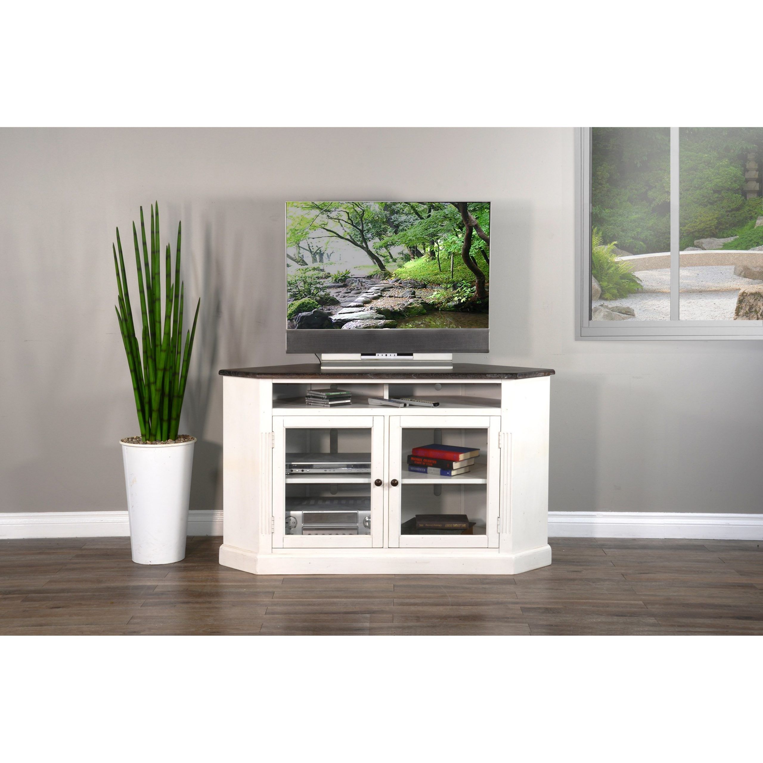 Sunny Designs 3635 Corner Tv Stand With Glass Doors Regarding Modern 2 Glass Door Corner Tv Stands (View 14 of 15)