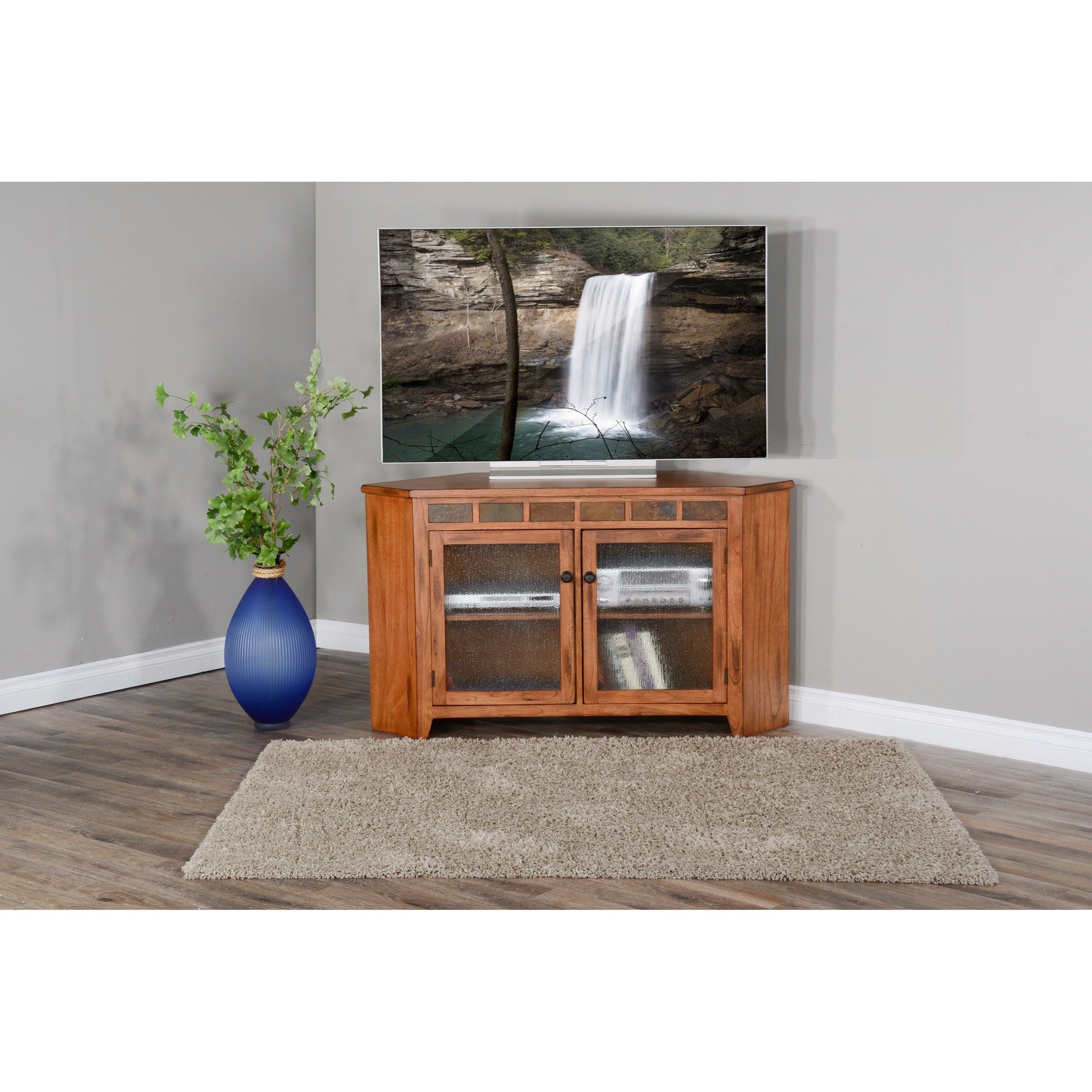 Sunny Designs Sedona 2 55" Corner Tv Stand With Glass With Regard To Modern 2 Glass Door Corner Tv Stands (View 10 of 15)