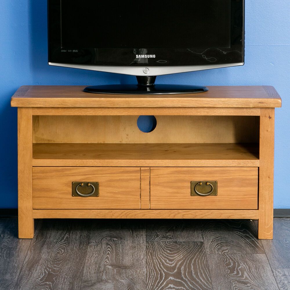 Surrey Oak Tv Stand / Solid Wood Tv Unit / Waxed Tv Intended For Solid Pine Tv Cabinets (View 3 of 15)