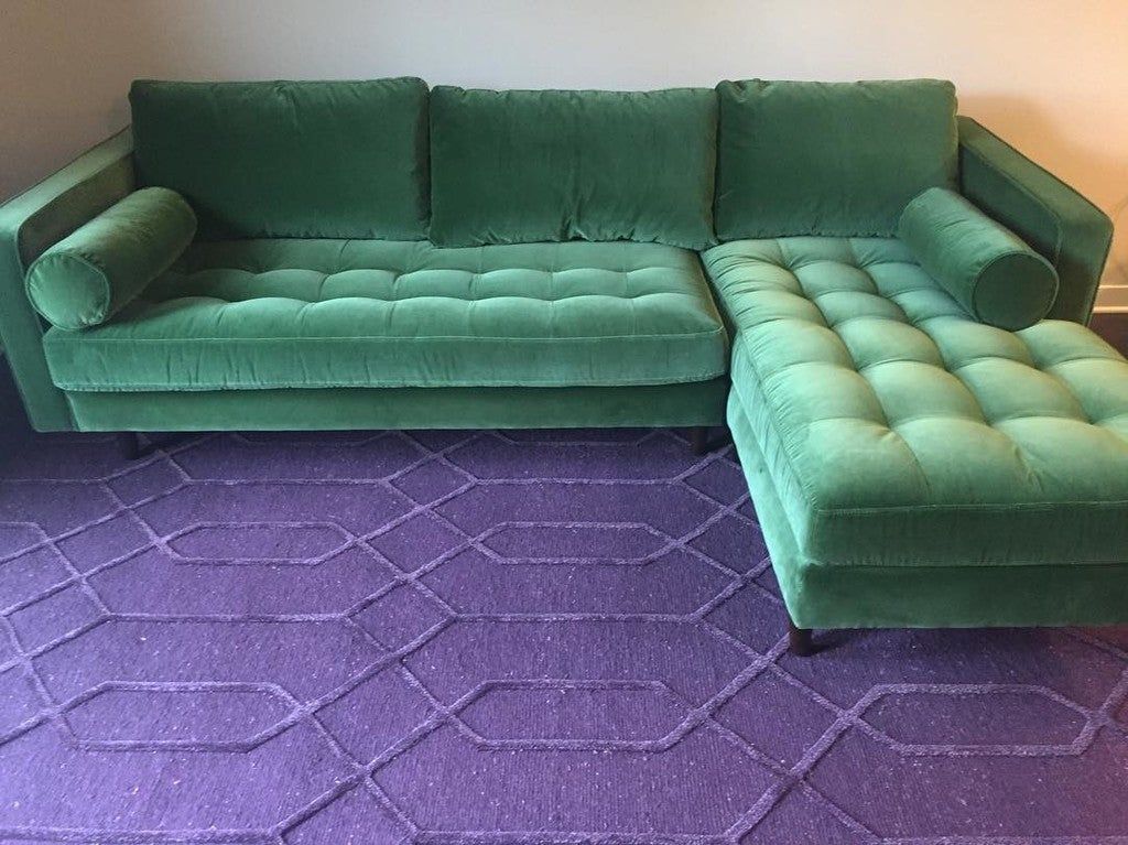 Sven Grass Green Right Sectional Sofa In 2020 | Sectional In Florence Mid Century Modern Velvet Right Sectional Sofas (View 6 of 15)