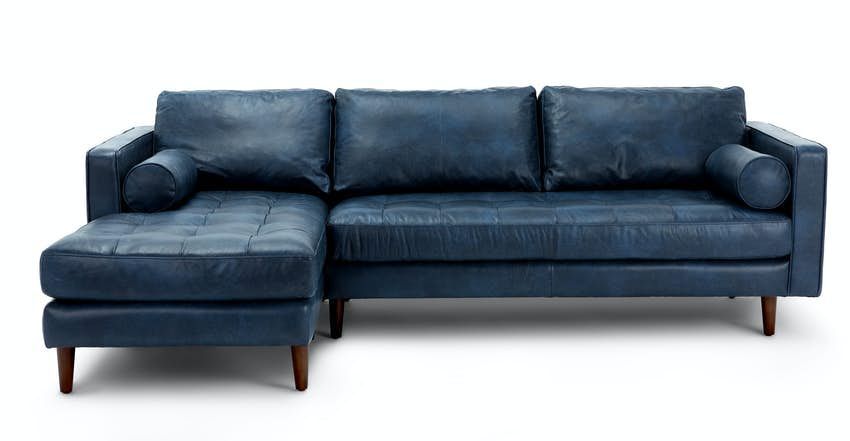 Sven Oxford Blue Right Sectional Sofa In 2020 | Mid With Regard To Dulce Mid Century Chaise Sofas Dark Blue (View 9 of 15)