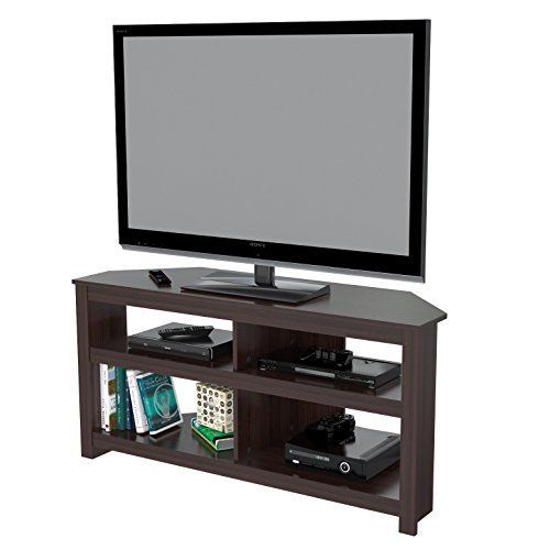 Svitlife Contemporary Espresso Corner Tv Stand Fireplace For Corner Tv Stands 46 Inch Flat Screen (View 11 of 15)