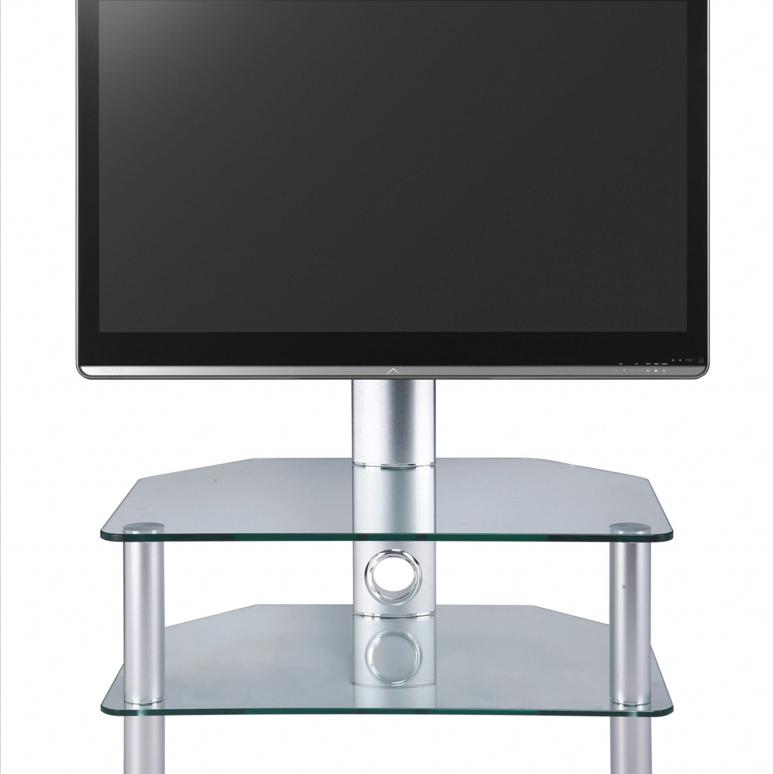 Swivel Clear Glass Cantilever Tv Stand Up To 37"stil Pertaining To Swivel Black Glass Tv Stands (View 12 of 15)