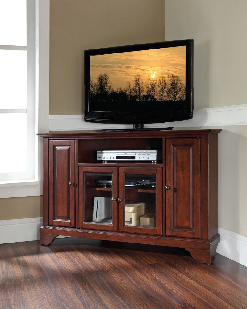 Tall Corner Tv Stand: Designs And Images – Homesfeed Intended For Modern 2 Glass Door Corner Tv Stands (View 8 of 15)