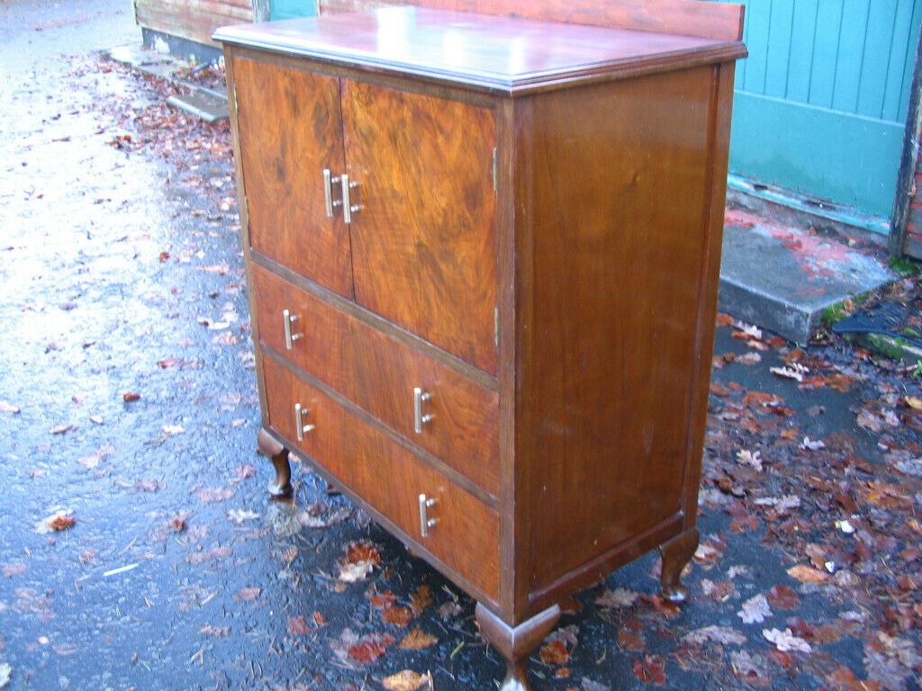 Tallboy Vintage Chest Of Drawers Small Wardrobe Tv Stand Intended For Art Deco Tv Stands (View 15 of 15)