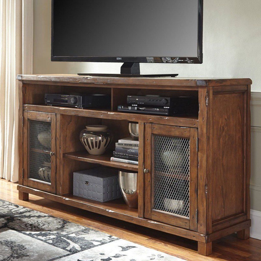 Tamonie Extra Large Tv Stand Signature Design | Furniture Cart Intended For Large Tv Cabinets (Photo 6 of 15)