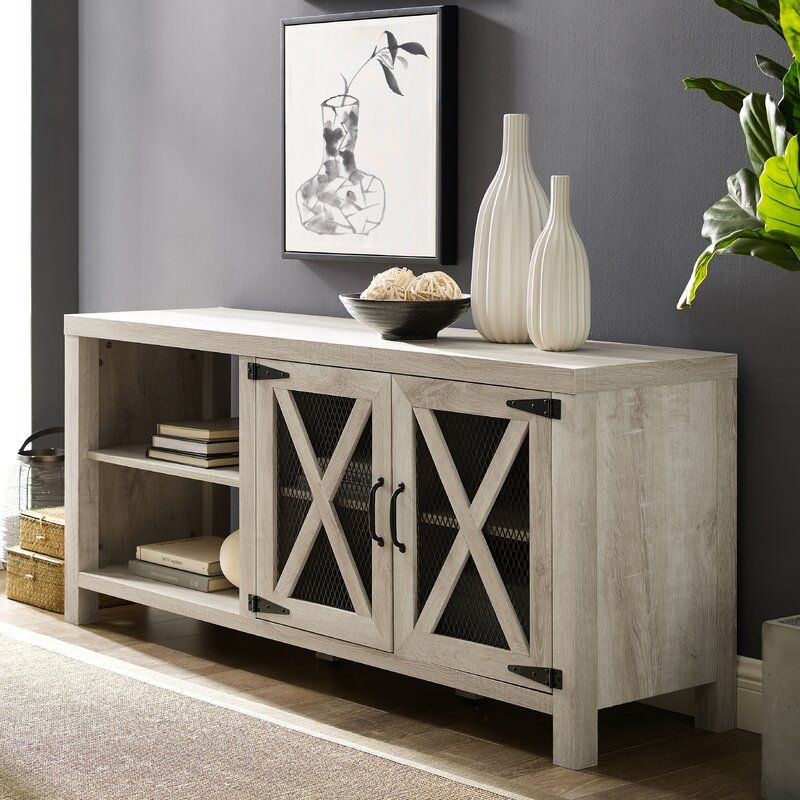 Tansey Tv Stand For Tvs Up To 65" In 2020 | Rustic Tv For Tv Stands With Table Storage Cabinet In Rustic Gray Wash (Photo 3 of 15)