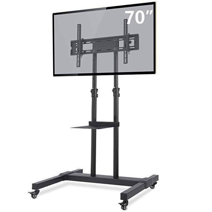 Tavr Mobile Tv Stand Rolling Tv Cart Floor Stand With Within Fitueyes Rolling Tv Cart For Living Room (Photo 1 of 15)