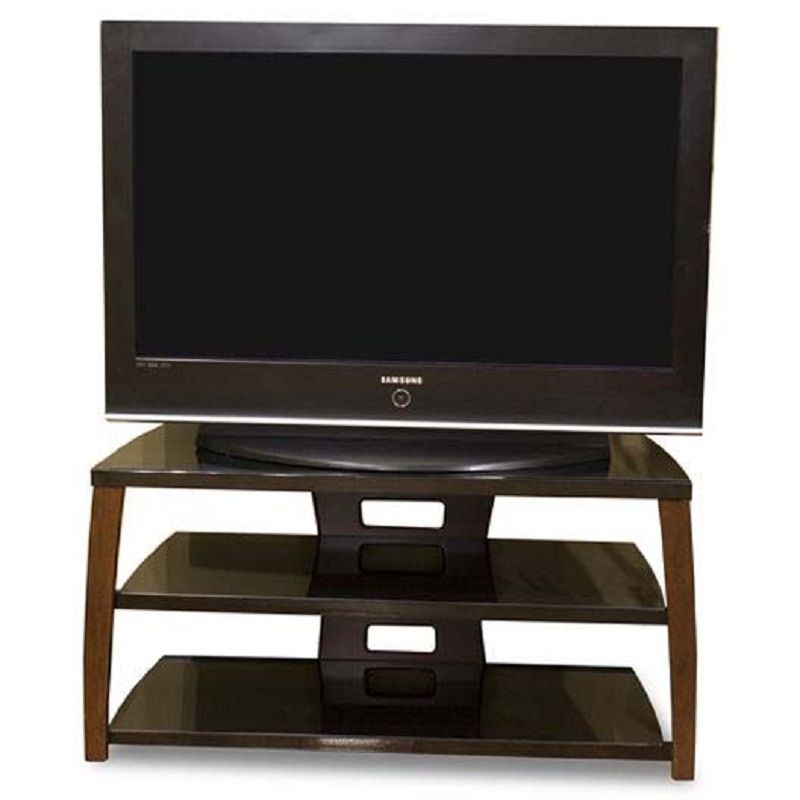 Tech Craft Monaco Walnut Black Glass Tv Stand For 30 42 Intended For Walnut Tv Stands For Flat Screens (View 14 of 15)