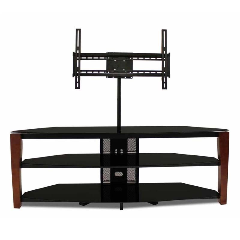 Tech Craft Solid Wood And Black Glass Tv Stand With 60 In For Modern Black Floor Glass Tv Stands With Mount (Photo 15 of 15)