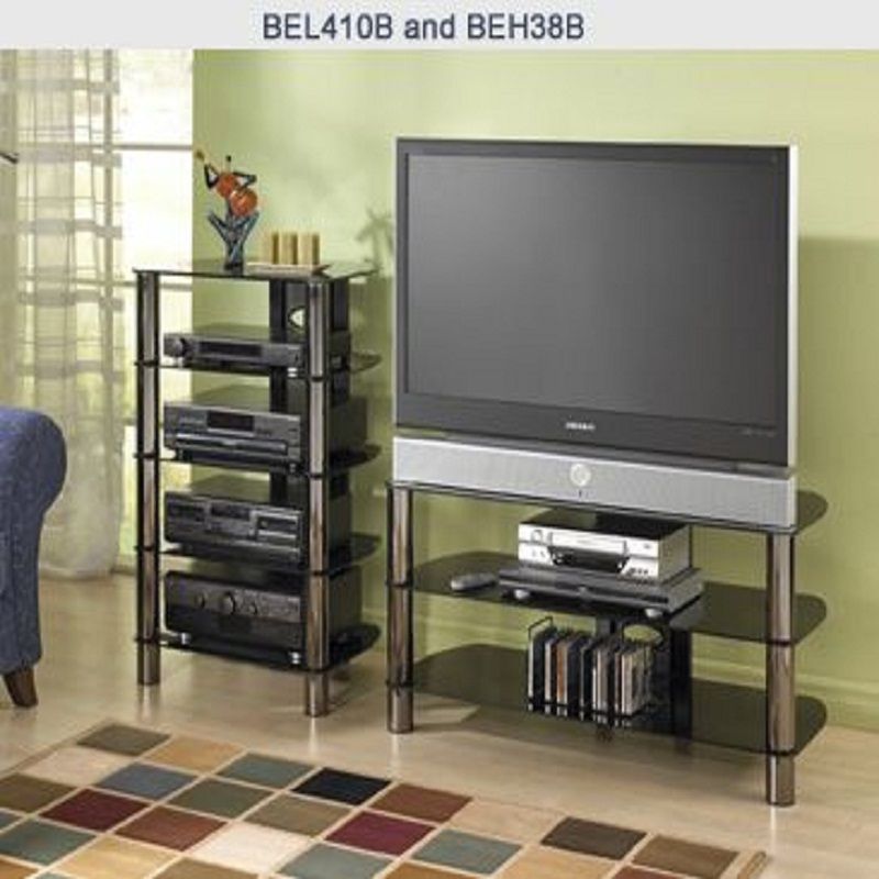 Tech Craft Sorrento Series Silver And Black Glass Tv Stand With Regard To Glass Tv Cabinets (Photo 9 of 15)