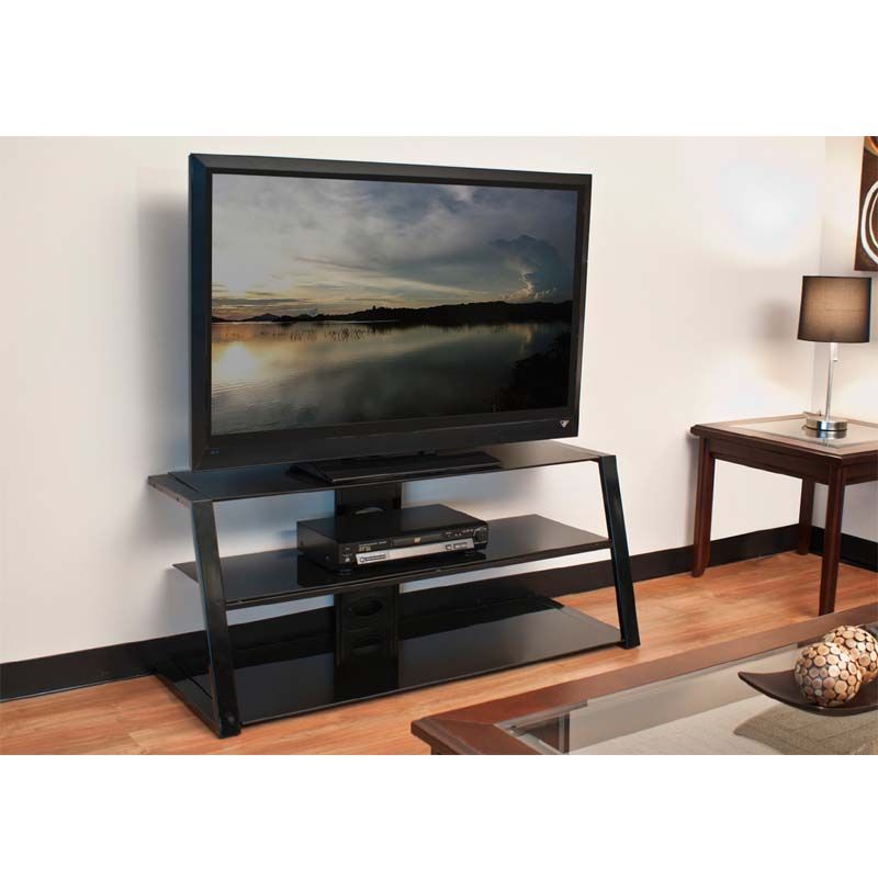 Tech Craft Ultra Slim Profile 52 Tv Stand Black Glass Pcu48 For Skinny Tv Stands (View 6 of 15)