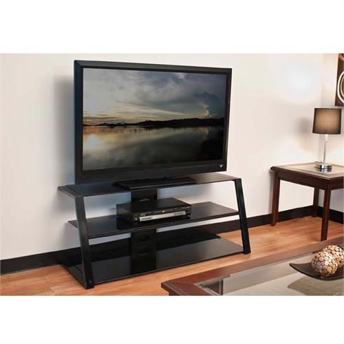 Tech Craft Ultra Slim Profile 52 Tv Stand Black Glass Pcu48 Pertaining To Slim Line Tv Stands (View 9 of 15)