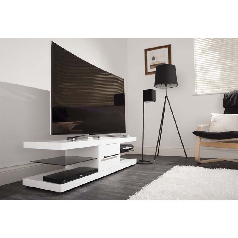 Techlink Echo Series 65 In. Tv Stand High Gloss White Ec130wt Throughout White High Gloss Tv Stands (Photo 15 of 15)