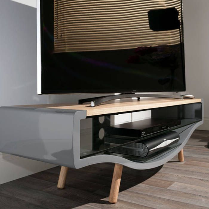 Techlink Kv120glo Kurve Contemporary Gloss Grey And Oak Tv Throughout Techlink Arena Tv Stands (View 11 of 15)