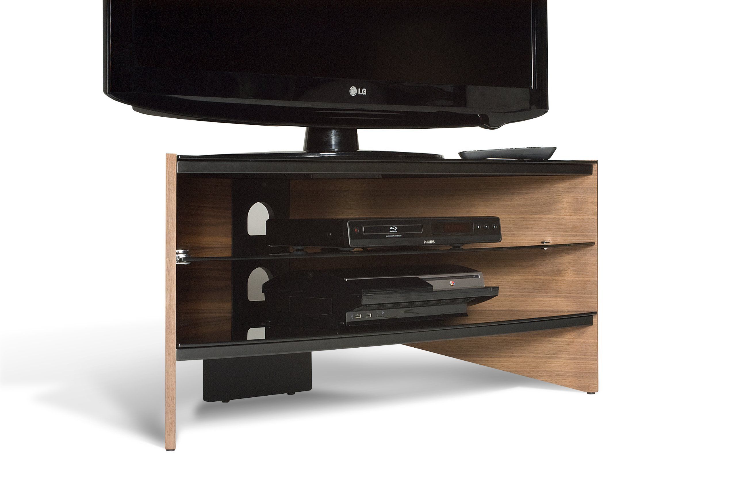 Techlink Riva Rv100w Tv Stand With Black Glass Shelves Inside Techlink Arena Tv Stands (View 8 of 15)