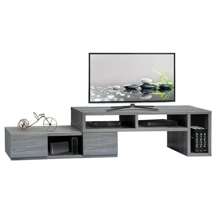 Techni Home Techni Mobili 15 In. Gray Wood Tv Stand Fits Pertaining To Grey Wooden Tv Stands (Photo 3 of 15)