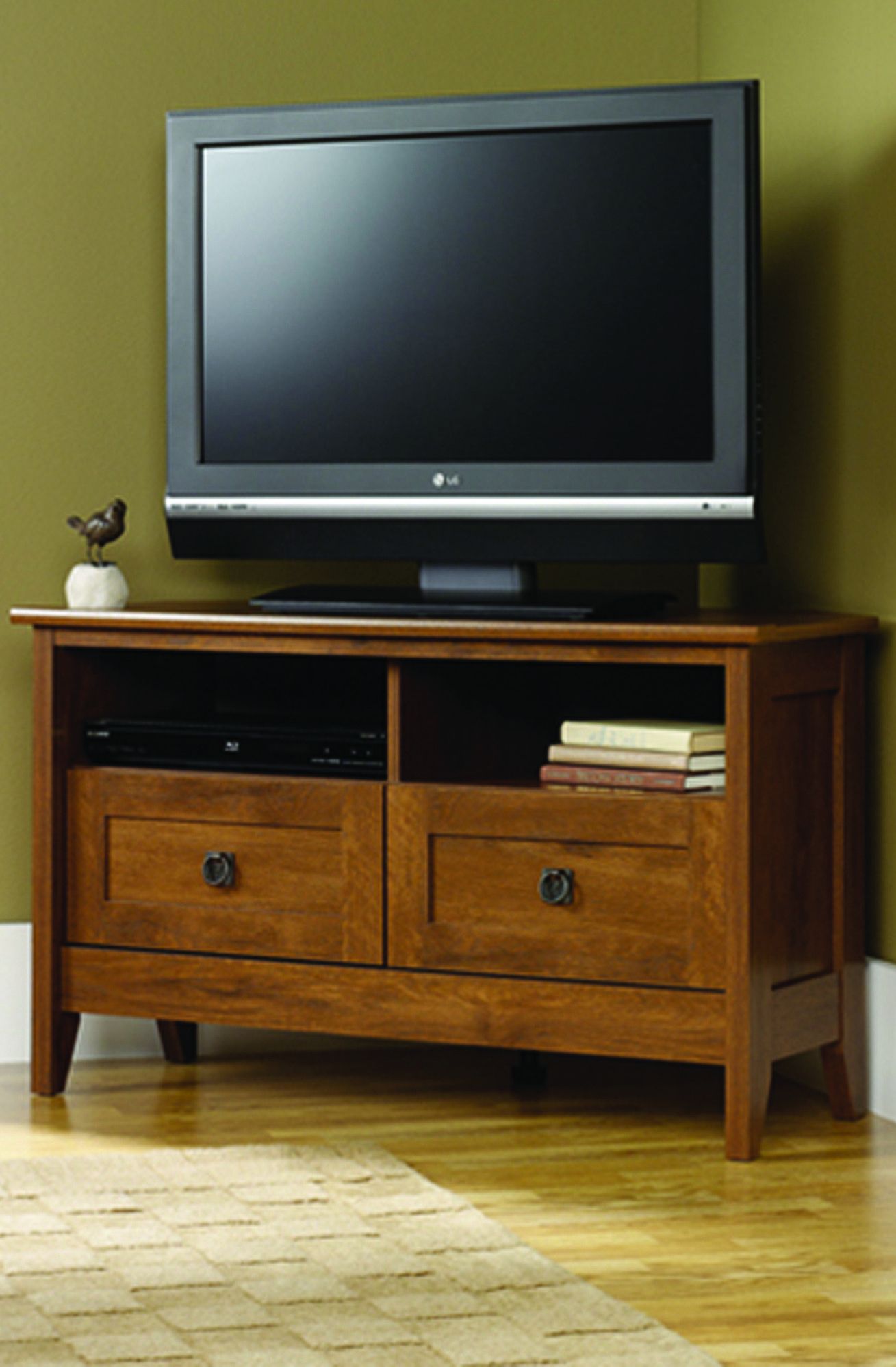 The August Hill Tv Stand Meets All Your Entertaining Needs With Simple Open Storage Shelf Corner Tv Stands (Photo 1 of 15)