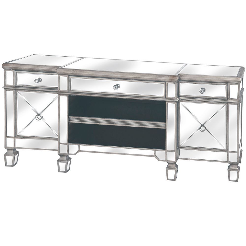 The Belfry Silver Collection Mirrored Media Unit Tv Regarding Mirror Tv Cabinets (View 6 of 15)