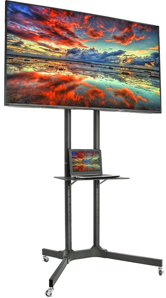 The Best Tall Tv Stands For Modern Or Smart Television Regarding Modern Black Tv Stands On Wheels With Metal Cart (View 15 of 15)