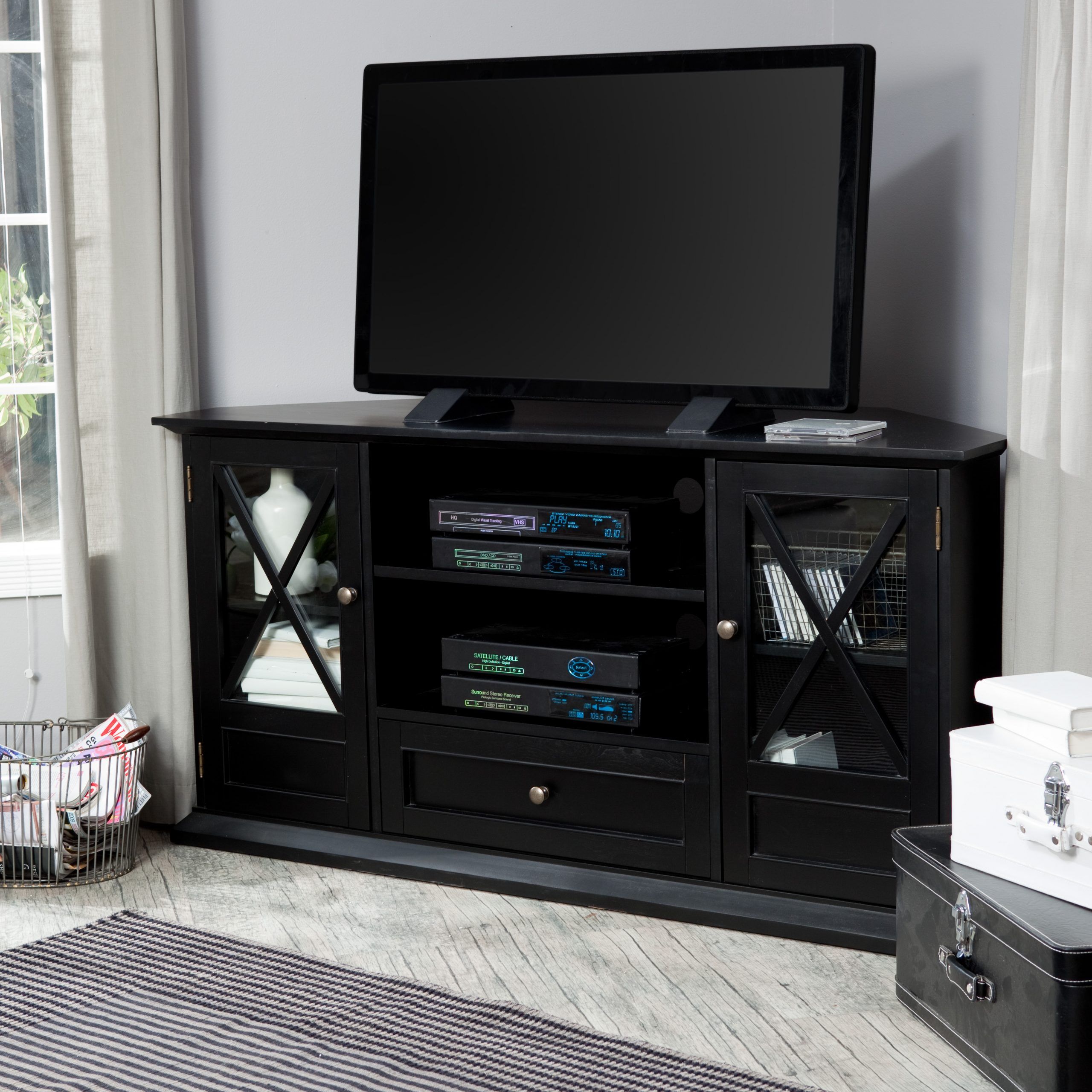 The Hampton Corner Tv Stand – Black At Hayneedle Intended For Black Tv Stands (View 11 of 15)