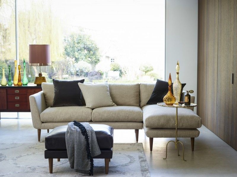 The Holly Right Hand Chaise In Undyed Broad Weave Linen, £ In Setoril Modern Sectional Sofa Swith Chaise Woven Linen (View 7 of 15)