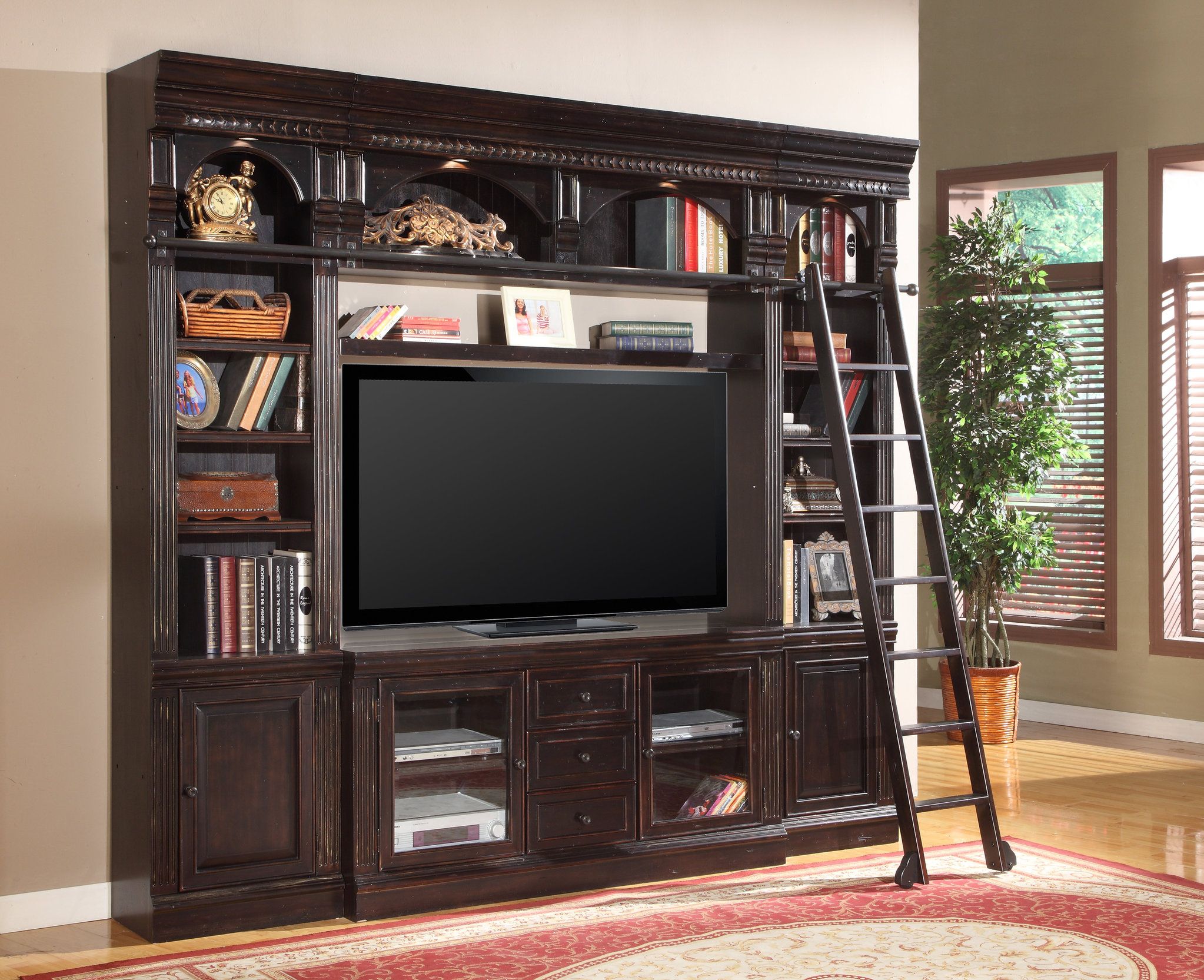 The Venezia Library 4 Piece Space Saver Wall Unti For 60 In 60 Inch Tv Wall Units (View 6 of 15)
