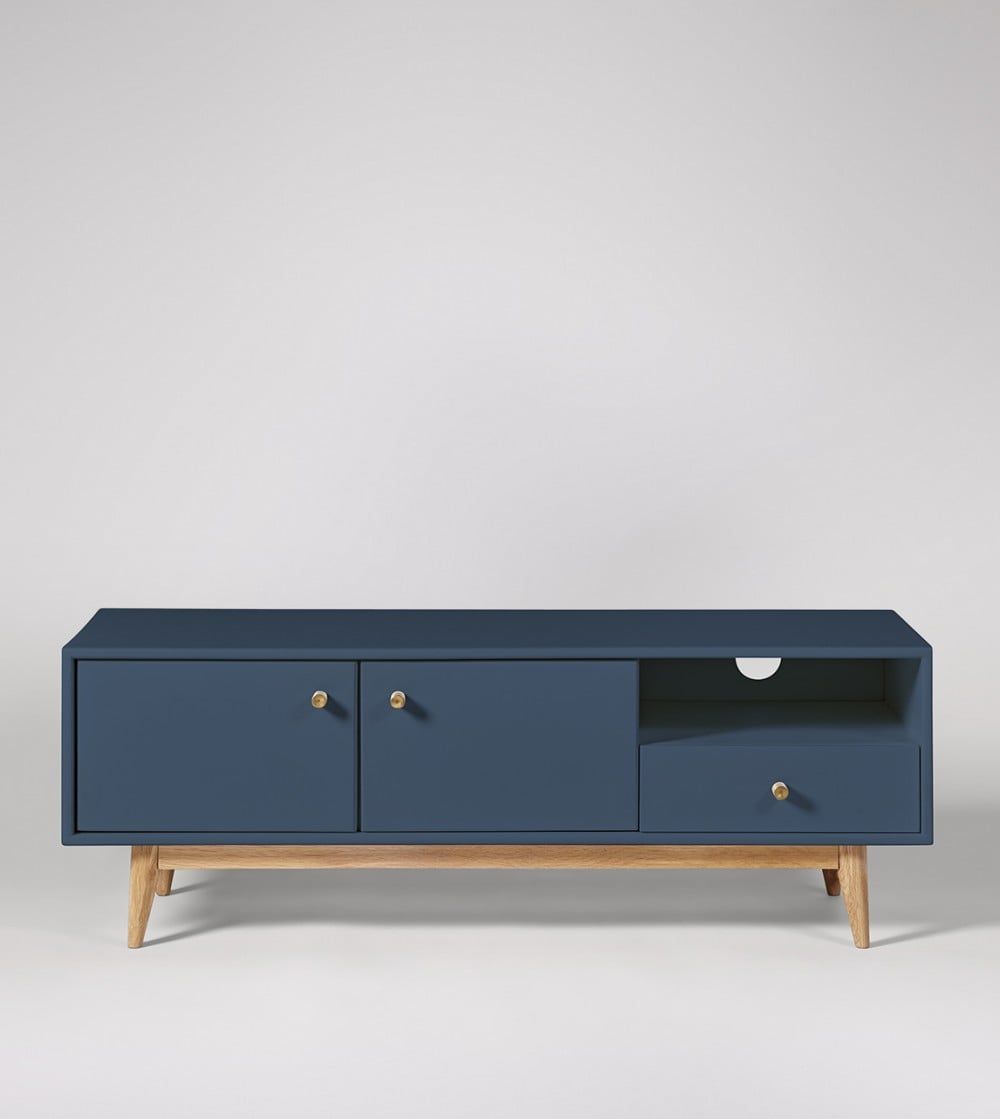 Thurlestone China Blue Tv Stand | Swoon | Living Room Tv Throughout Bromley Oak Corner Tv Stands (View 5 of 15)