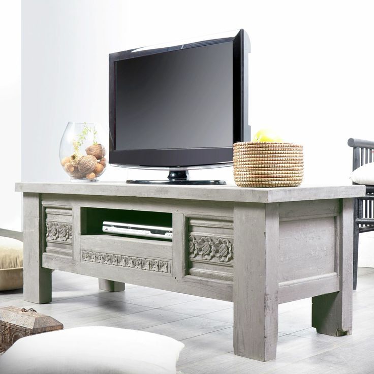 Tikamoon : Antique Grey Mango Tv Stand 125 | Grey Tv Stand For Mango Tv Stands (View 14 of 15)