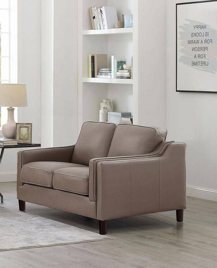 Top Grain Leather Taupe Sofa Set 2 Pcs Richard Hydeline In [%matilda 100% Top Grain Leather Chaise Sectional Sofas|matilda 100% Top Grain Leather Chaise Sectional Sofas%] (View 15 of 15)