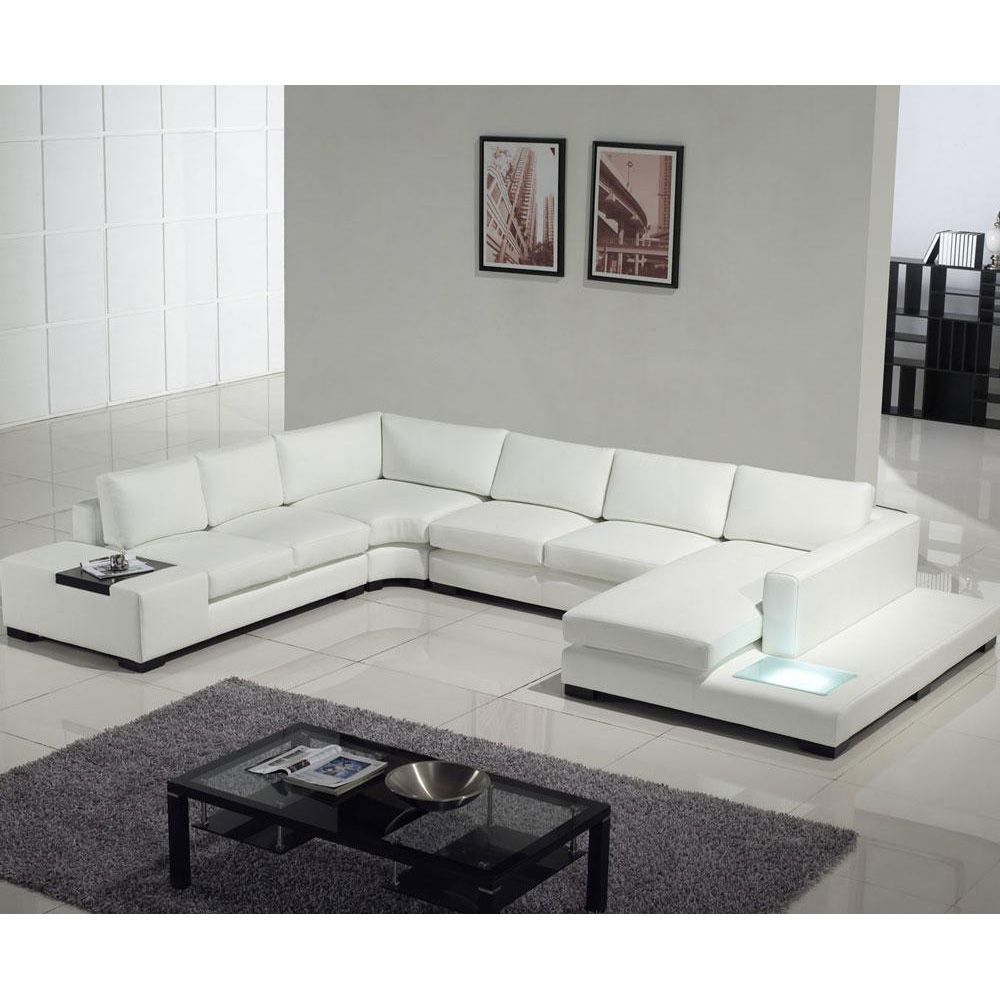 Tosh Furniture Modern Leather Sectional Sofa With Built In Pertaining To 3pc Ledgemere Modern Sectional Sofas (Photo 2 of 15)