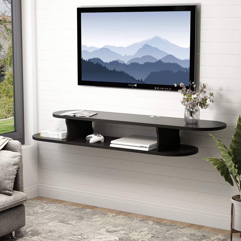 Tribesigns 2 Tier Modern Wall Mounted Media Console Regarding Off Wall Tv Stands (View 5 of 15)