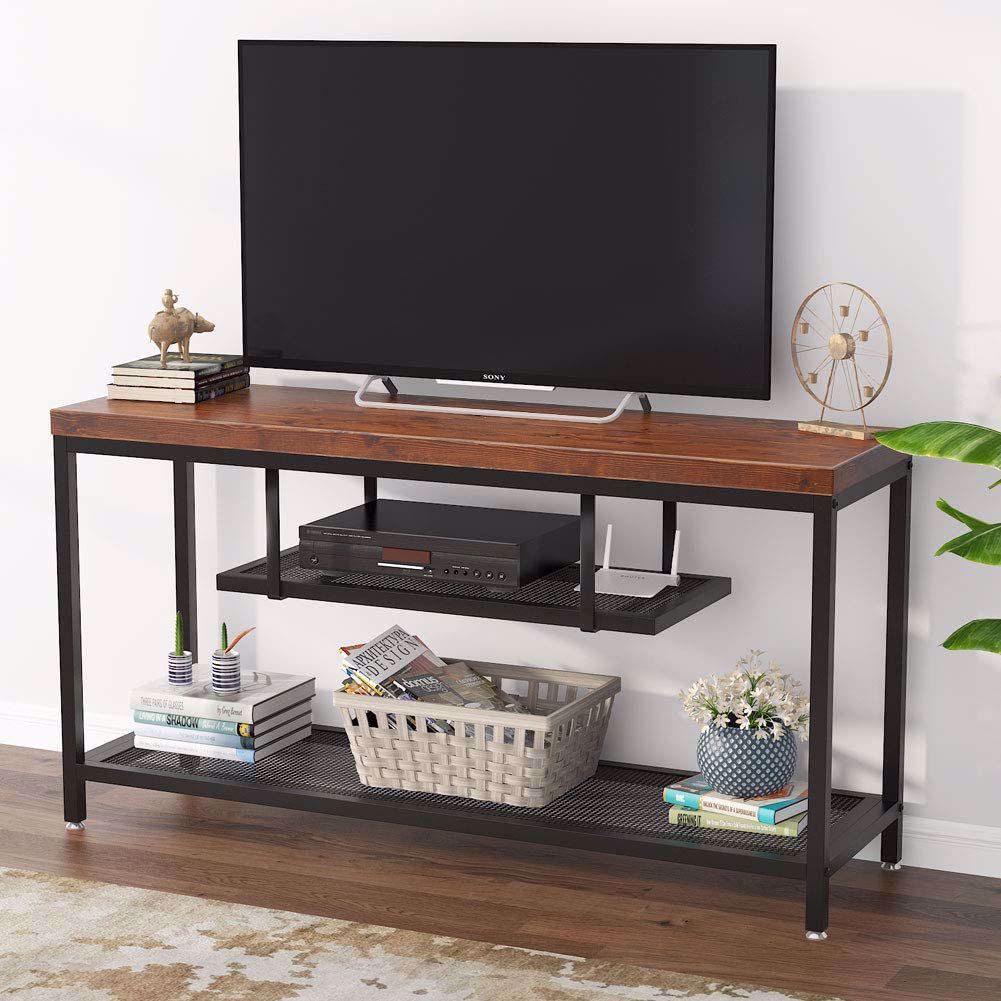 Tribesigns Solid Wood Tv Stand, Industrial Rustic Tv Intended For Wood Tv Stands (View 4 of 15)