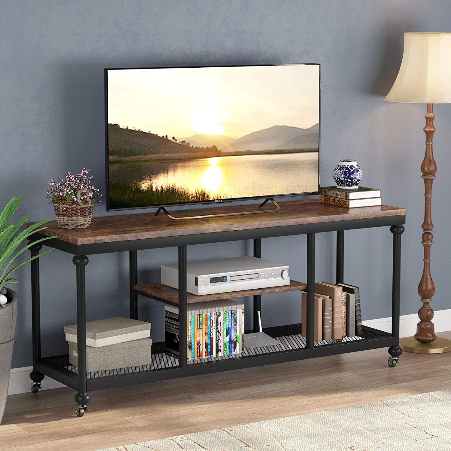 Tribesigns Tv Stand, Console Media Stand With Rustic Pipe Pertaining To Ahana Tv Stands For Tvs Up To 60&quot; (View 9 of 15)
