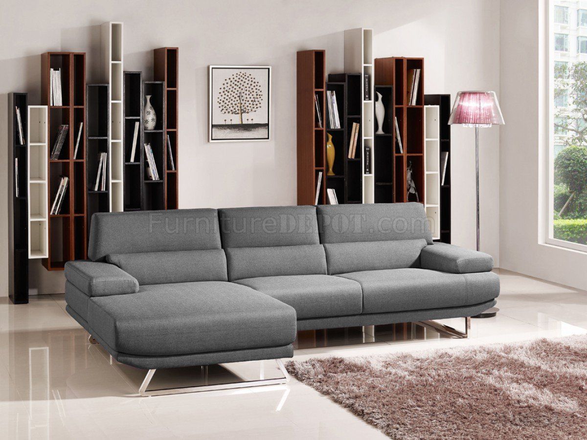Trinidad Sectional Sofa 1509b In Grey Fabricvig Throughout Noa Sectional Sofas With Ottoman Gray (View 13 of 15)