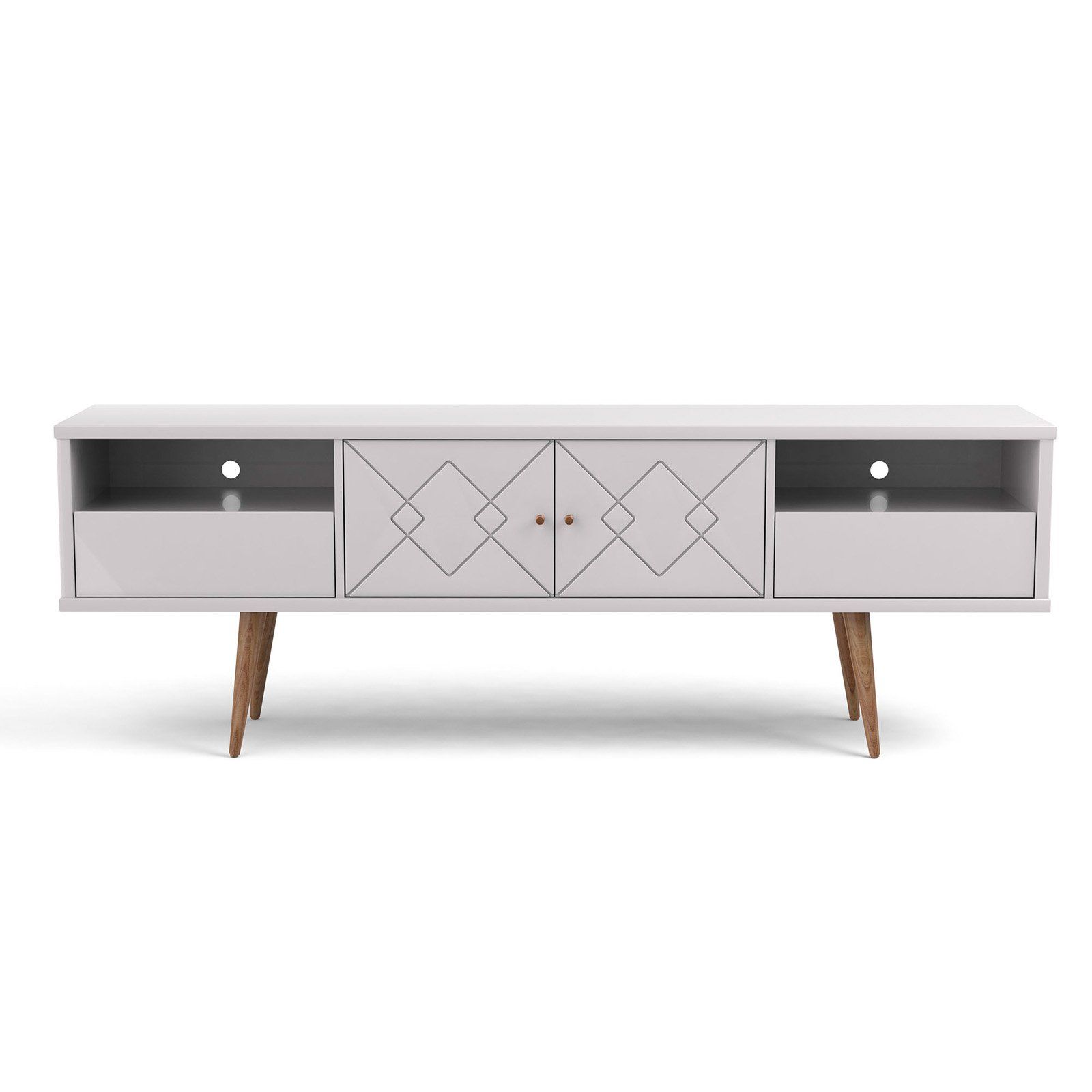Trinity 70.86" Mid  Century Modern Tv Stand With Solid Within Modern White Tv Stands (Photo 12 of 15)