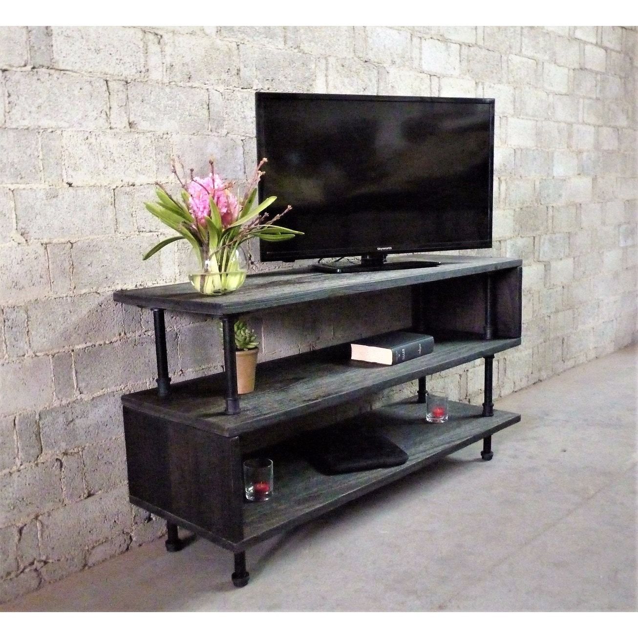 Tucson Modern Industrial Tv Stand Living Room Rec Room Within Reclaimed Wood And Metal Tv Stands (View 6 of 15)