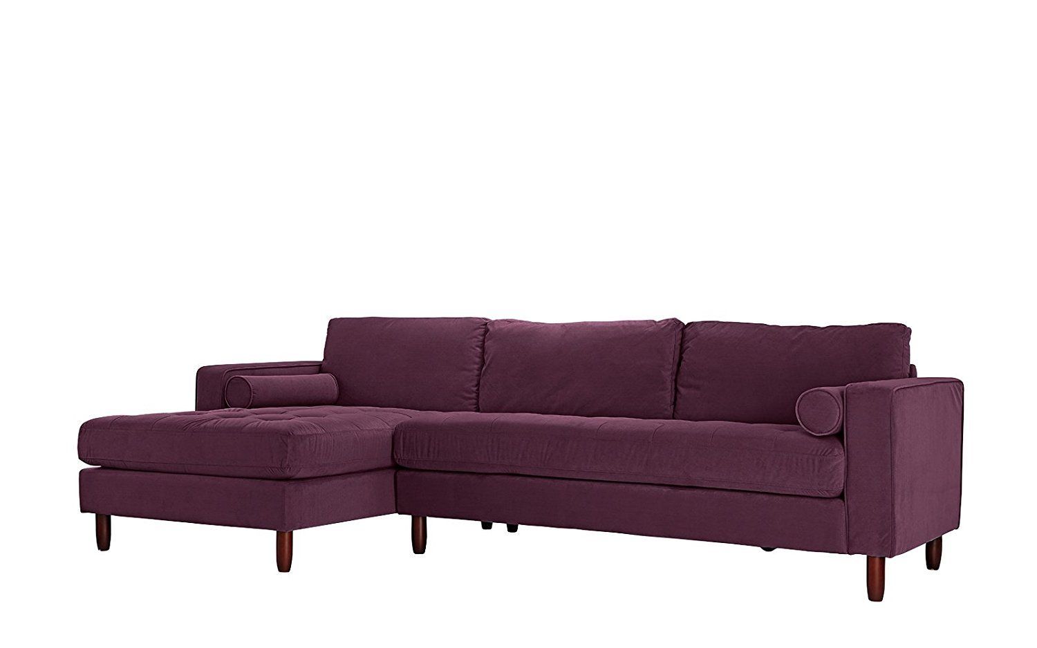 Tufted Velvet Fabric Sectional Sofa, L Shape Couch Left With Florence Mid Century Modern Velvet Left Sectional Sofas (View 10 of 15)