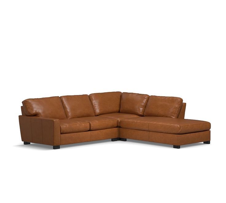 Turner Square Arm Leather 3 Piece Bumper Sectional Inside 3pc Miles Leather Sectional Sofas With Chaise (View 3 of 15)