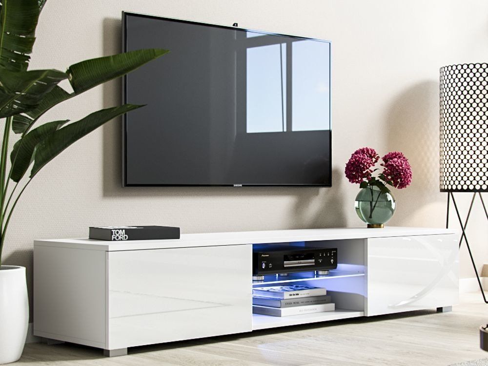 Tv Cabinet Bridgette White – White Gloss 140cm White Gloss In White Gloss Tv Cabinets (View 2 of 15)