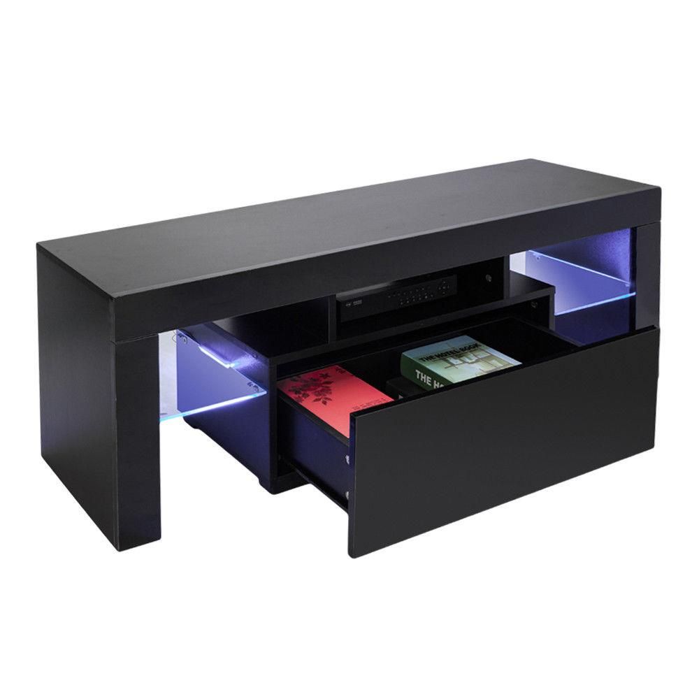 Tv Cabinet Entertainment Unit Stand Blue Led Gloss Throughout Solo 200 Modern Led Tv Stands (View 14 of 15)