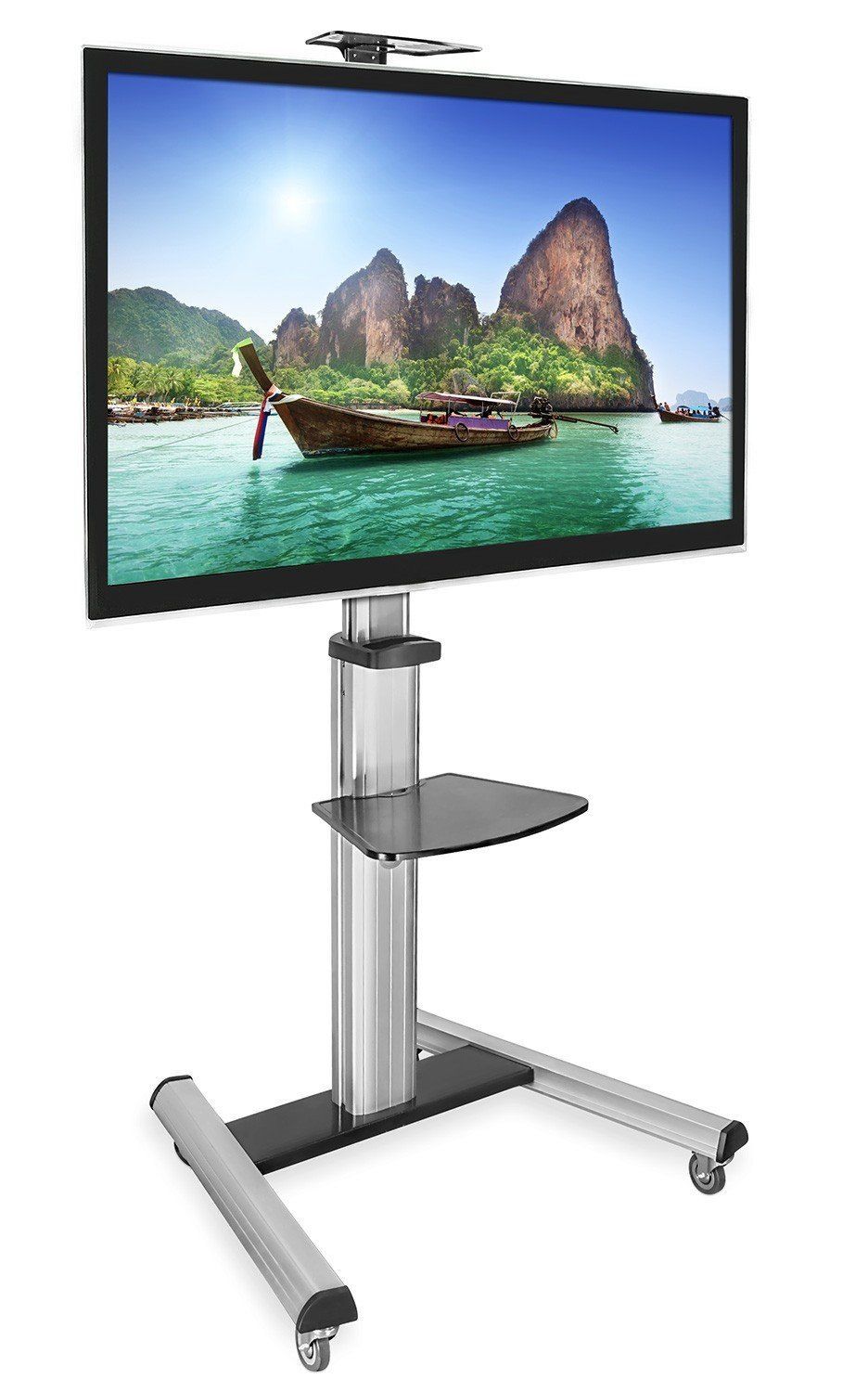 Tv Cart Mobile Height Adjustable Floor Stand Mount 30" 70 Regarding Tall Tv Stands For Flat Screen (View 15 of 15)