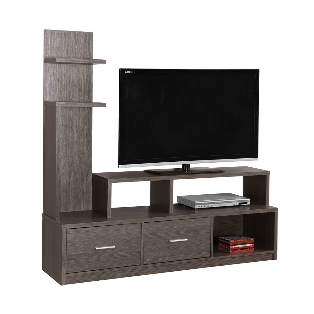Tv Stand – 60"l / Grey With A Display Tower Intended For Triangle Tv Stands (View 5 of 15)