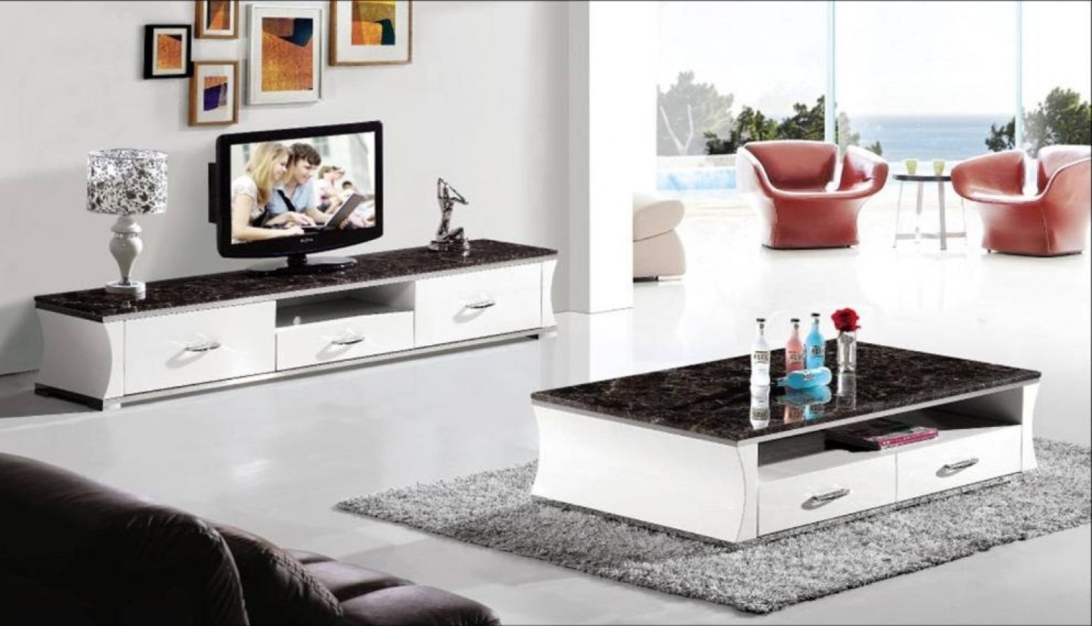 Tv Stand And Coffee Table Set | Roy Home Design In Alden Design Wooden Tv Stands With Storage Cabinet Espresso (Photo 15 of 15)