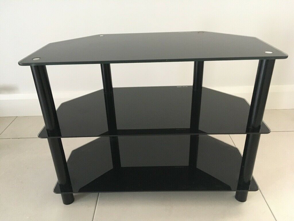 Tv Stand (black Glass) | In Four Winds, Belfast | Gumtree Within Rfiver Black Tabletop Tv Stands Glass Base (Photo 14 of 15)