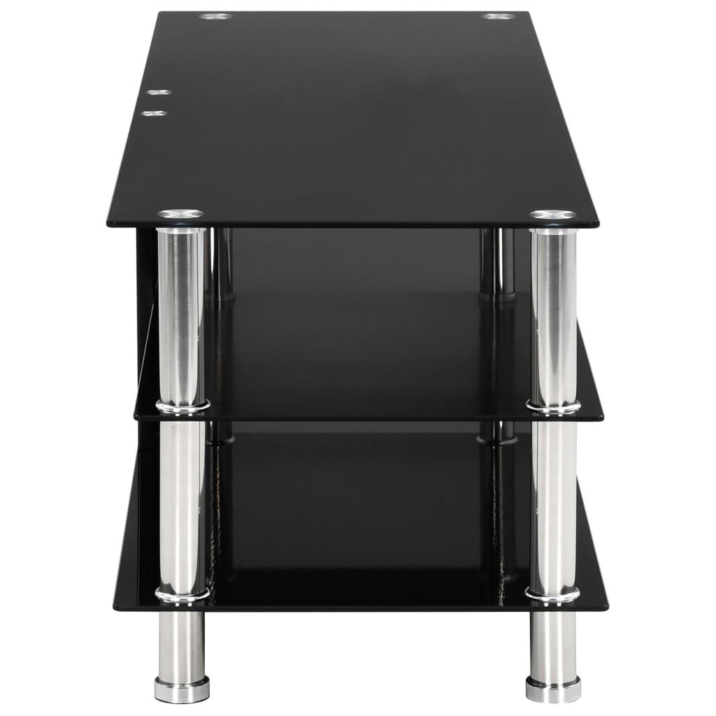 Tv Stand Black Modern Tempered Glass 2/3/4 Tier Wide With With Single Shelf Tv Stands (View 12 of 15)
