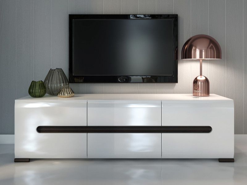 Tv Stand Cabinet Unit In White High Gloss And White Matt Intended For Gloss White Tv Stands (View 14 of 15)