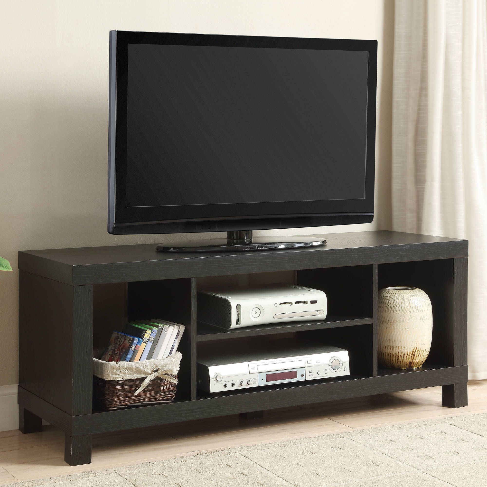 Tv Stand Entertainment Center Home Theater Media Storage Inside Modern Black Tabletop Tv Stands (View 7 of 15)