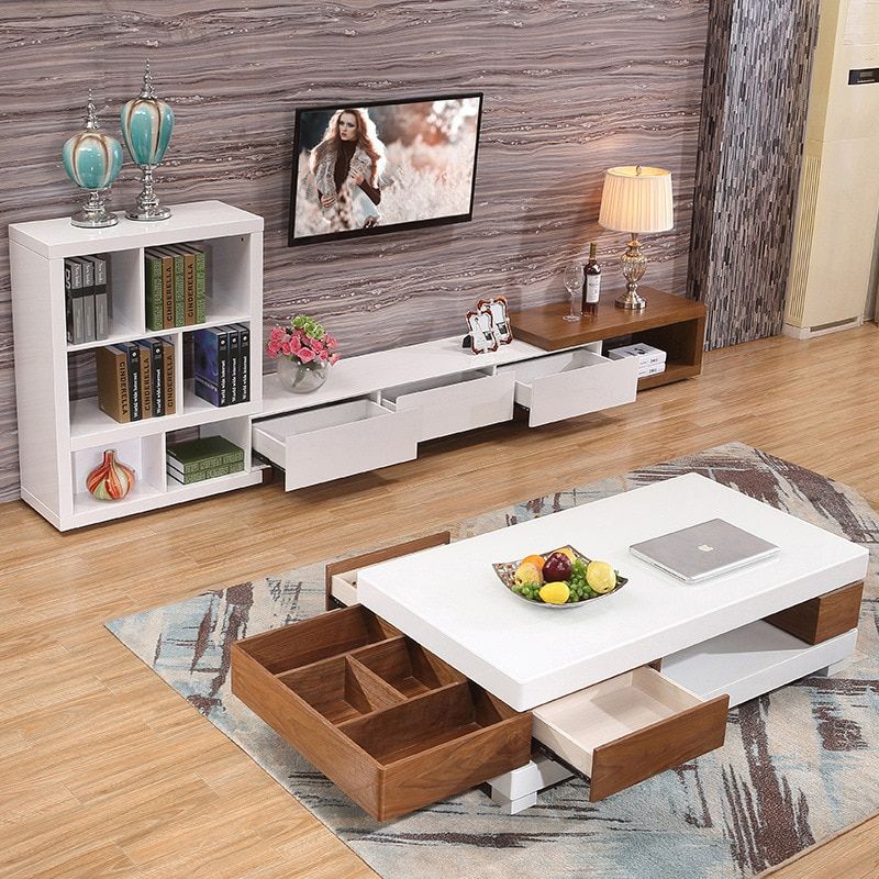 Tv Stand Living Room Home Furniture Tv Table Modern Style Regarding White Painted Tv Cabinets (View 9 of 15)