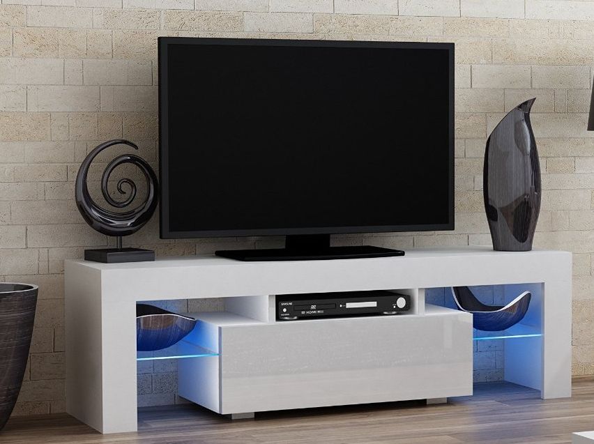 Tv Stand Milano 160 White Line / Modern Led Tv Cabinet – 7 Within Led Tv Stands (View 14 of 15)